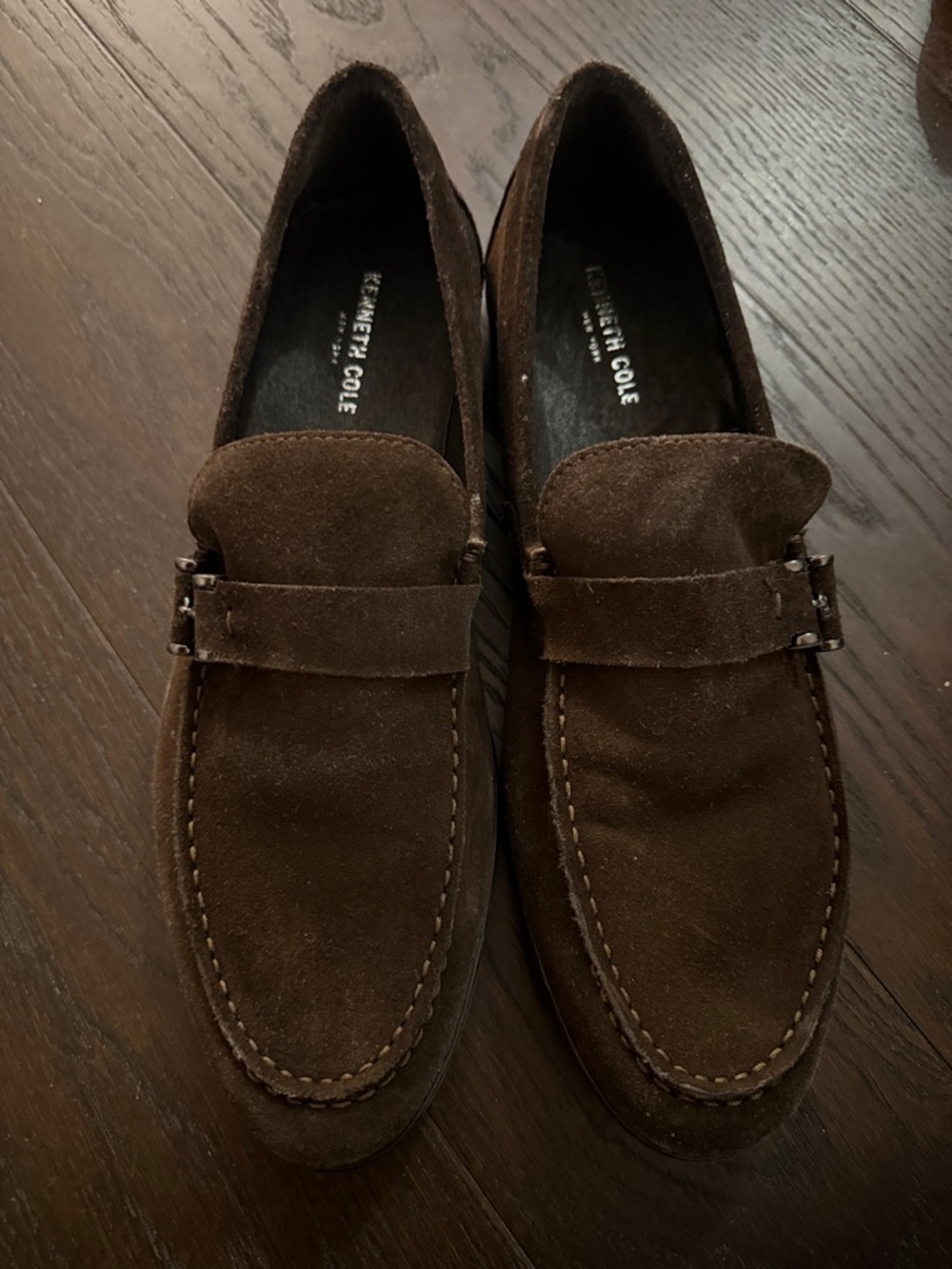 Kenneth Cole Dark Brown Suede Leather Penny Loafers
